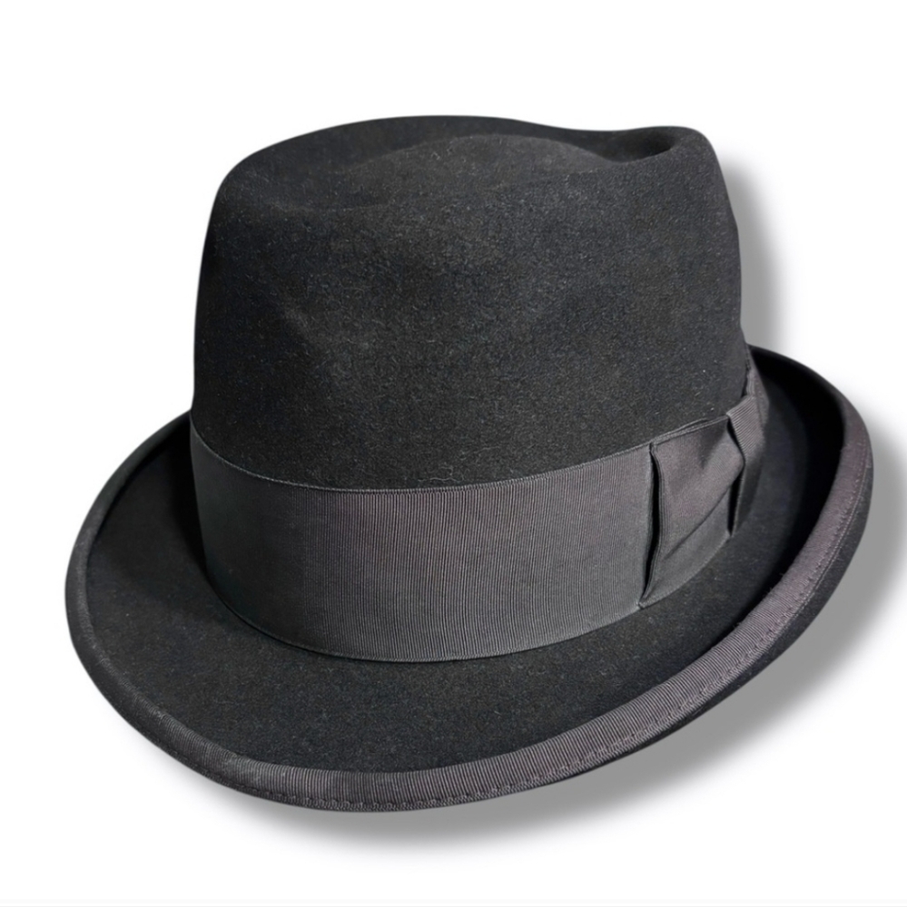 JAY-TEE HATTERS Black Felt Homburg Hat VINTAGE